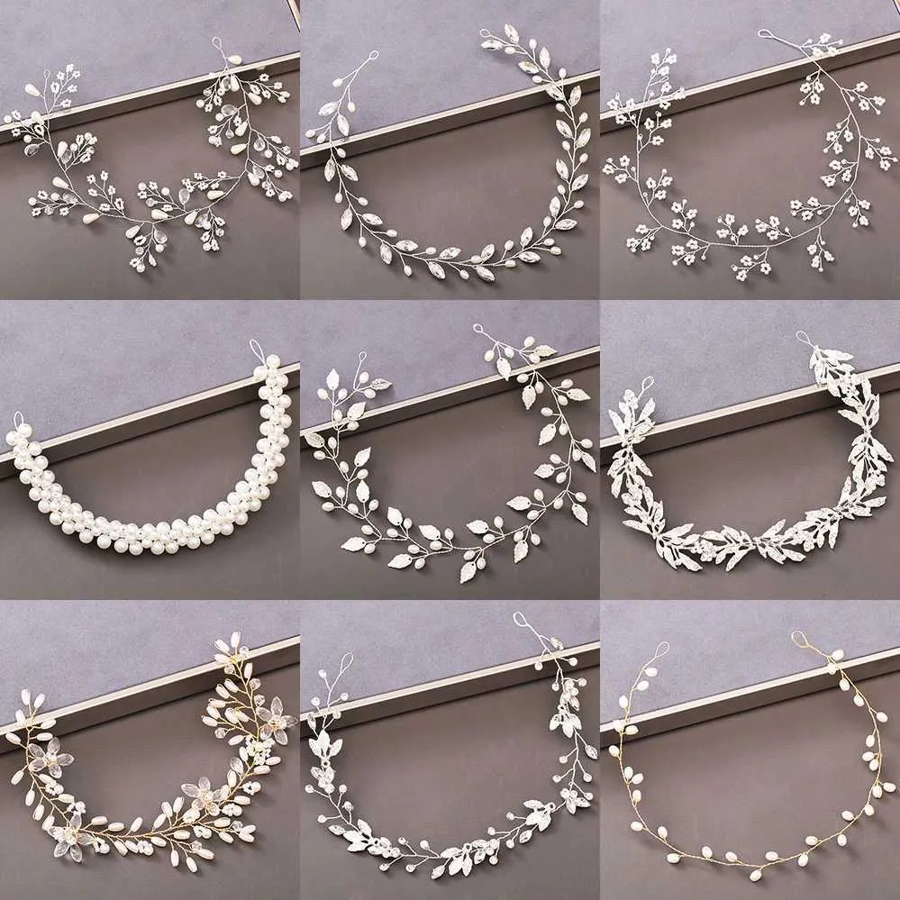 Opaski na głowę Pearl Rhinestone Kobiety Opaska na głowę Wedding Hair Akcesoria dla kobiet Bride Tiara Opaska na głowę biżuteria do włosów srebrna opaska do włosów