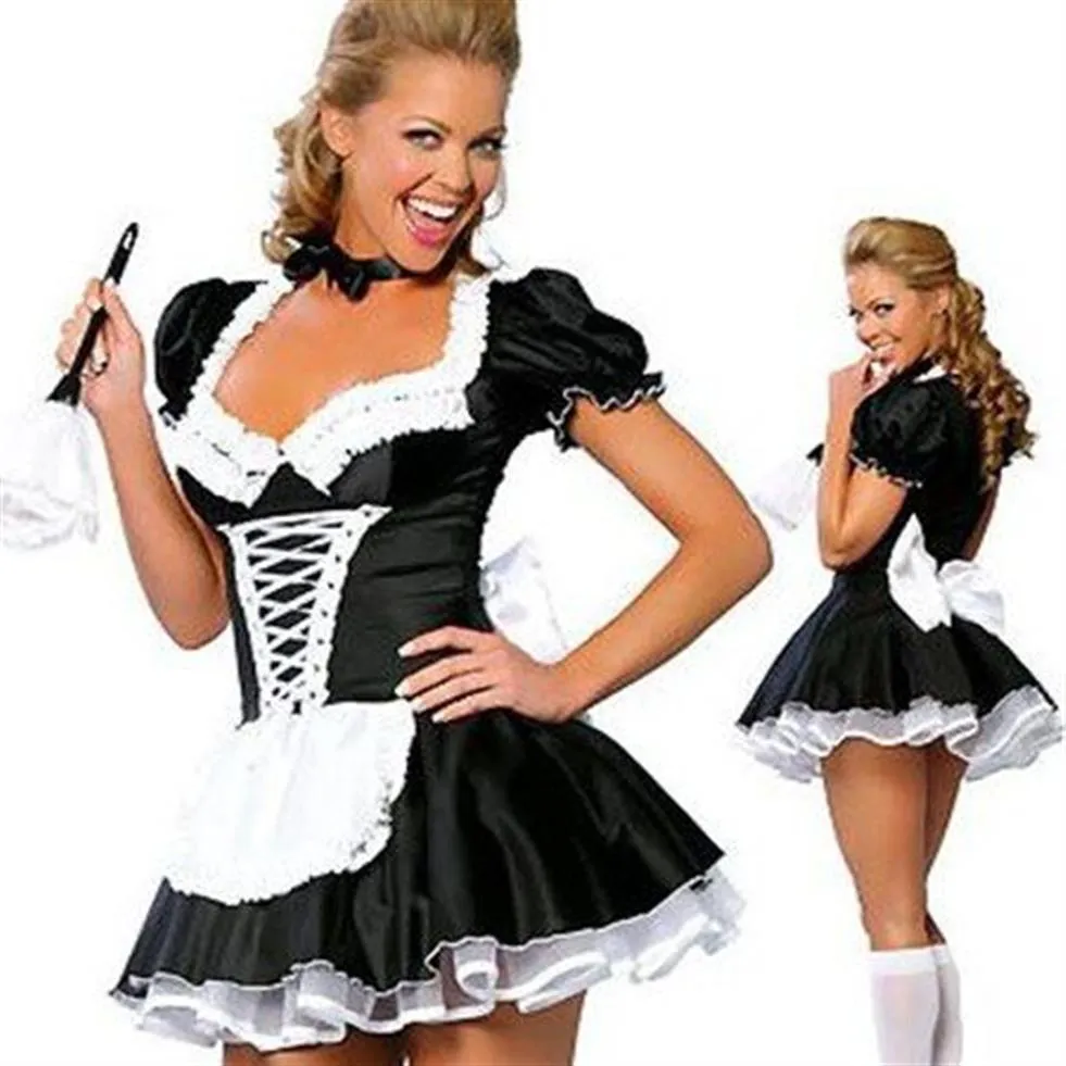 Costume de femme de chambre française, uniforme Sexy pour adultes, cosplay254J