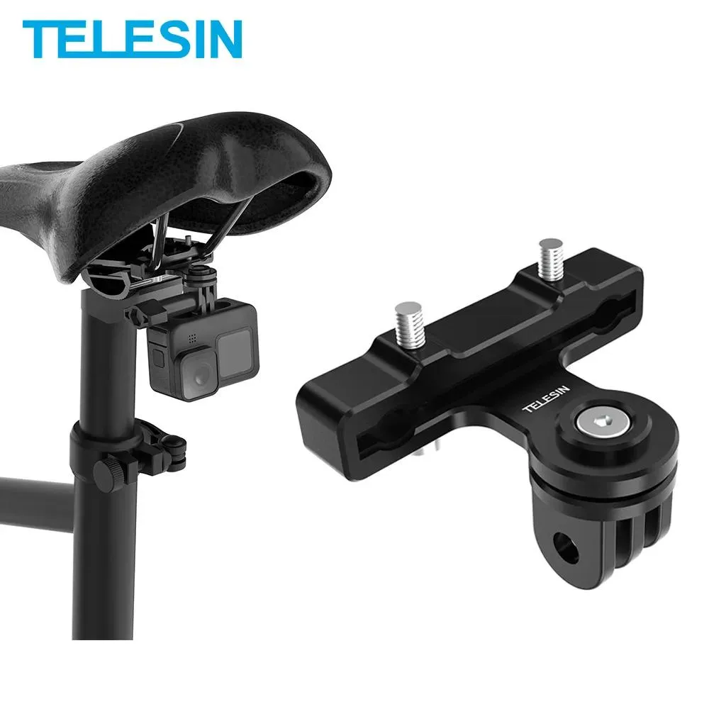 Zadels TELESIN Bike Seat Rear Mount CNC Aluminium Fiets Terug Houder Voor GoPro Hero 10 9 8 7 5 Insta360 Osmo Actie Camera Accessoires