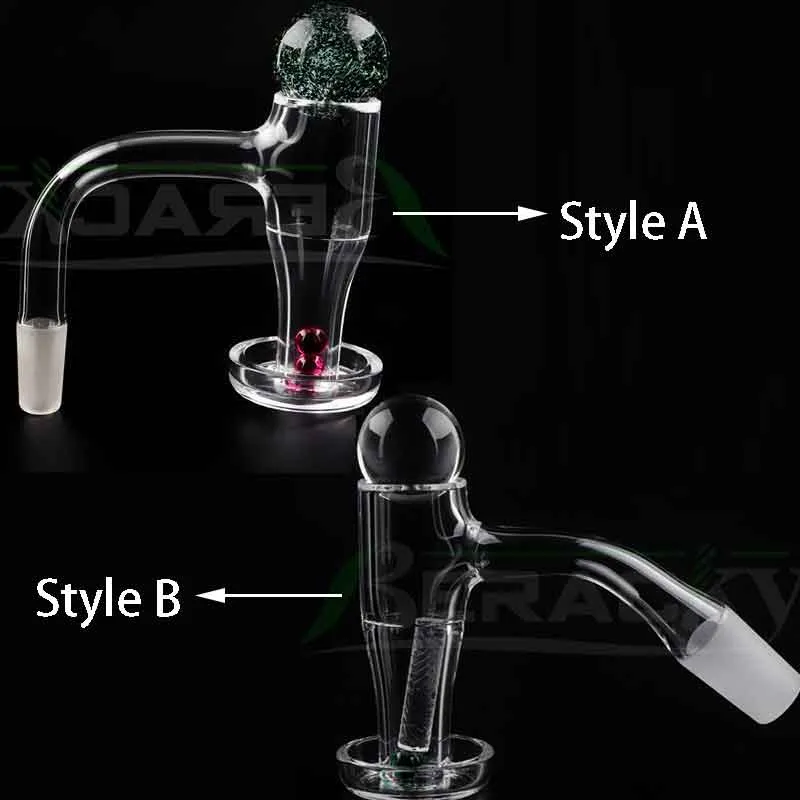 Beracky Full Weld Vortex Terp Slurper Smoking Quartz Banger met Dichro Glass Marble Ruby Emerald Pearls Quartz Pilaar 20mmod afgeschuinde rand Slurper nagels voor bongs