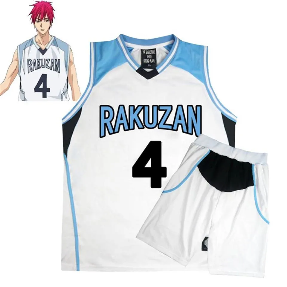 Anime Kuroko geen Basuke Mand kostuum Cosplay Rakuzan Schooluniformen Akashi Seijuro Mannen Jersey Sportkleding T-shirt Shorts272T