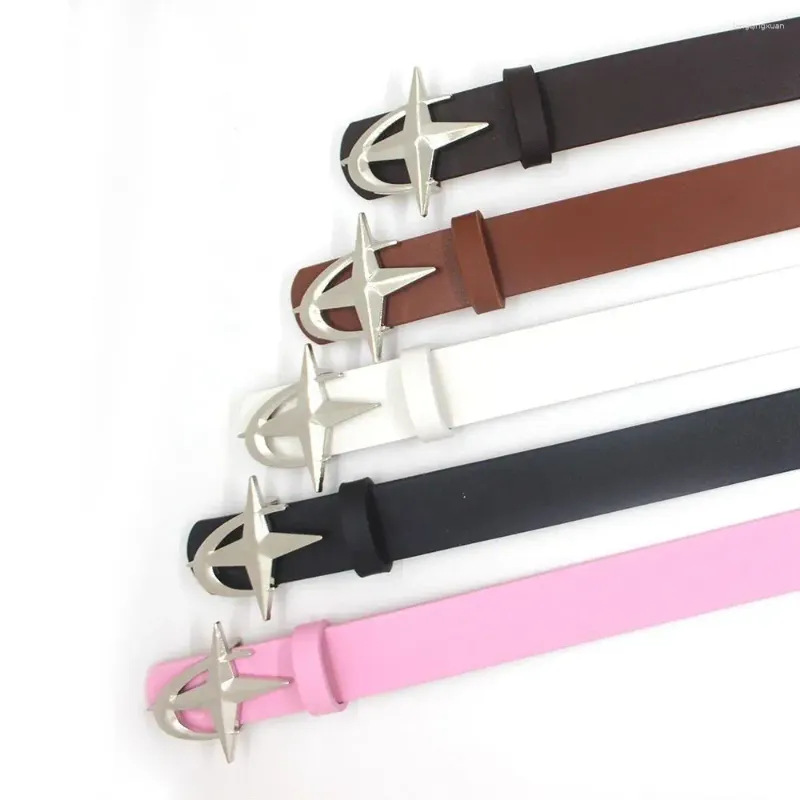 Belts Metal Cross Star Buckle Casual Alloy PU Leather Belt Korean Style Y2k Waistband Men