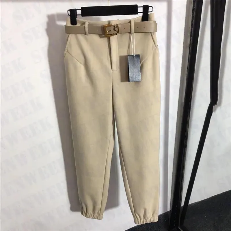 سراويل Capris Designer Womens Pants مع سراويل غير رسمية مع حزام الحروف في فصل الشتاء بدلة عمل سميكة