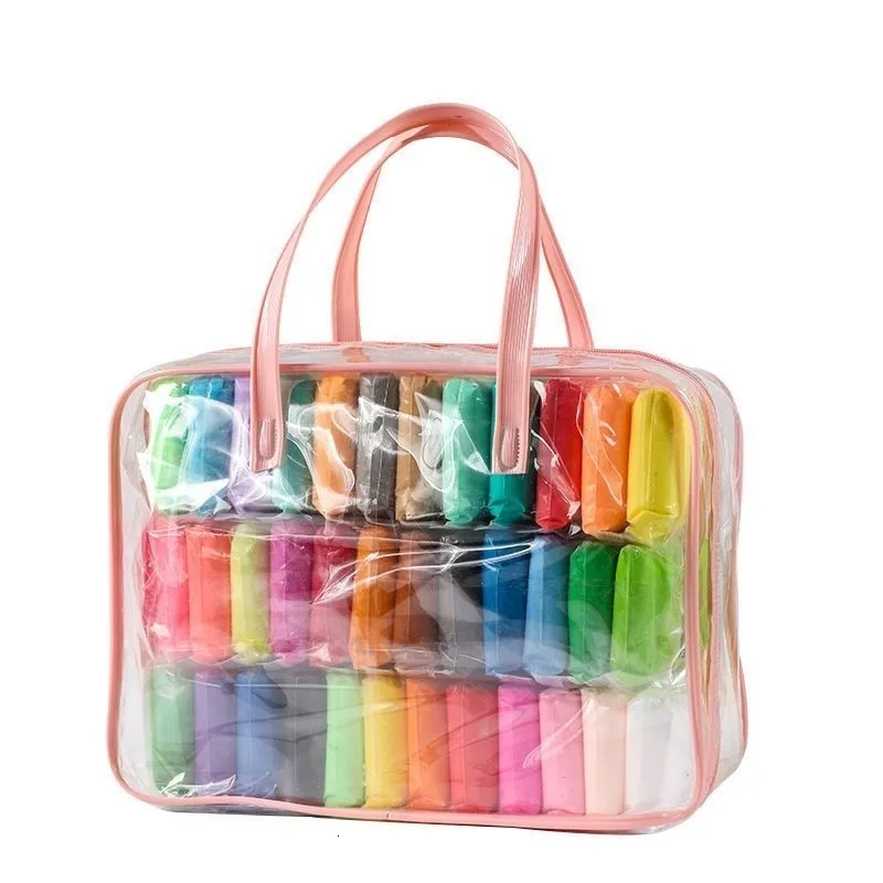 Argile ultralégère 12 couleurs 24 36 couleur non toxique boîte de rangement en pâte à modeler sac à main pour jouets pour enfants y240113