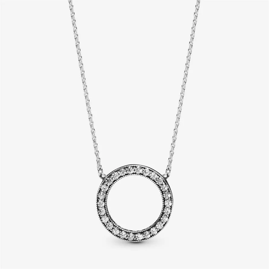 100% 925 sterling silver Circle of Sparkle Necklace Fashion Wedding Engagement Jewelry Making for Women Gifts282g