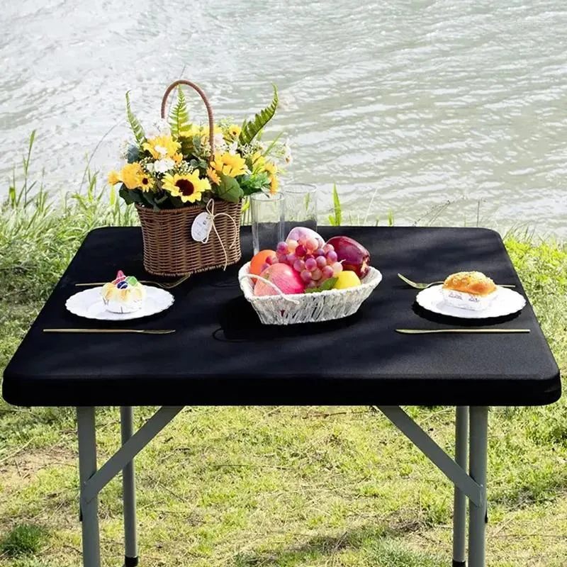 Table Cloth Polyester Solid Color Elastic Covers Square Tablecloth Cocktail Top Cover For Dining Decoration