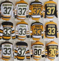 Retro Hockey 33 Zdeno Chara Vintage Jersey CCM Classic 37 Patrice Bergeron 30 Gerry Cheevers 77 Ray Bourque Retire Mens 75 Anniversar Black WHite Yellow Sport Good