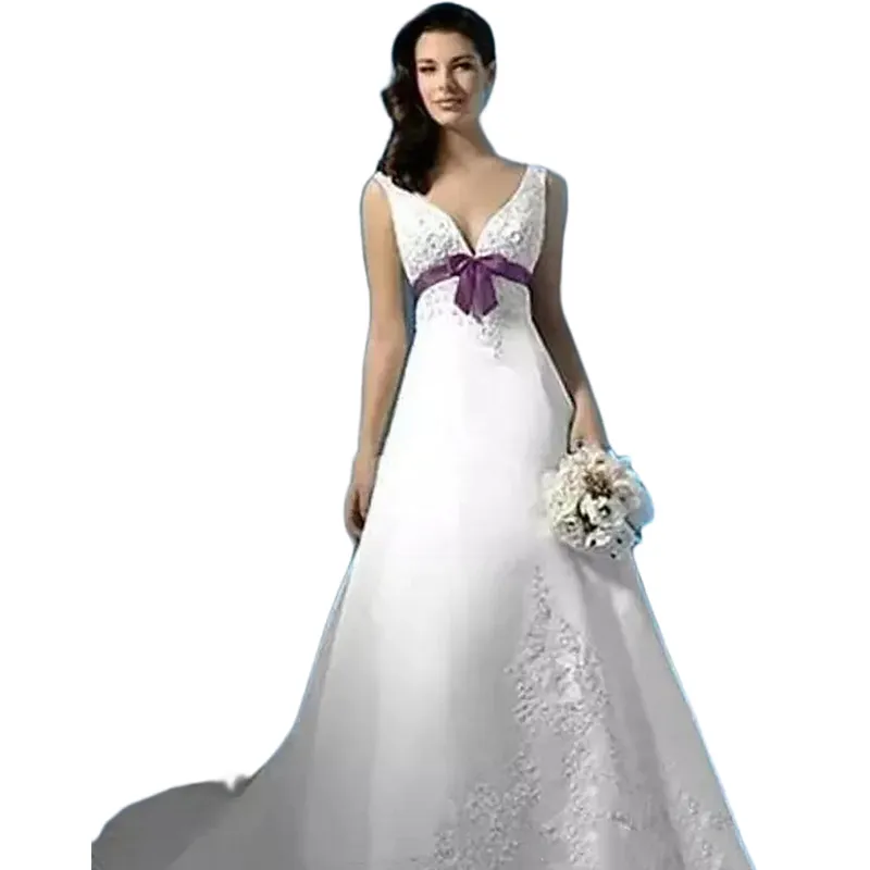 Robe De Mariée Violette Et Blanche Robe De Mariée Trapèze En