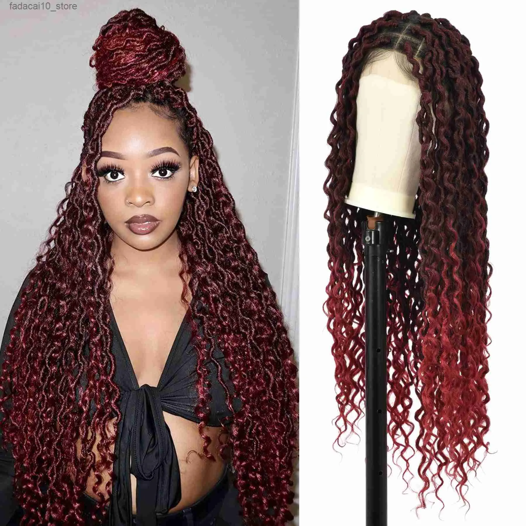 Kalyss 24 Lace Front Square Knotless Box Braided Wigs with Curly