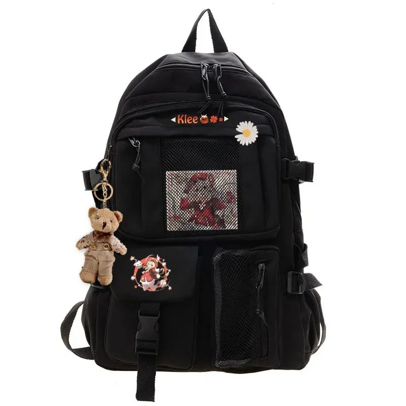 バッグGenshin Impact Anim School Bag Backpack Fashion Canvas Cartoon BookBag Laptop Rucksack Outdoor Kidsギフト