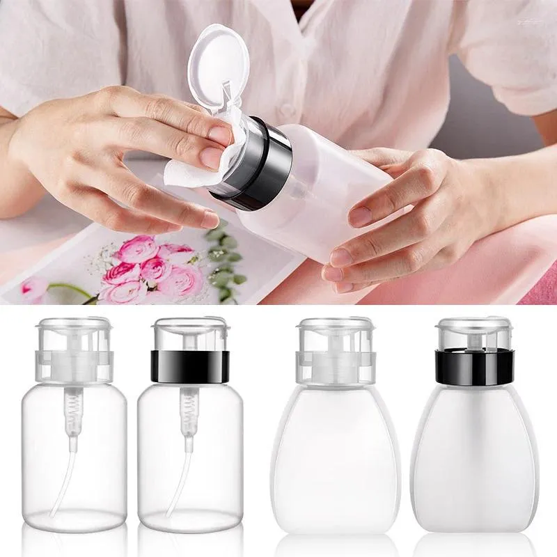 Storage Bottles 250ml Nail Polish Remover Bottle UV Gel Press Art Clean Acetone Empty Pump Dispense Liquid Container