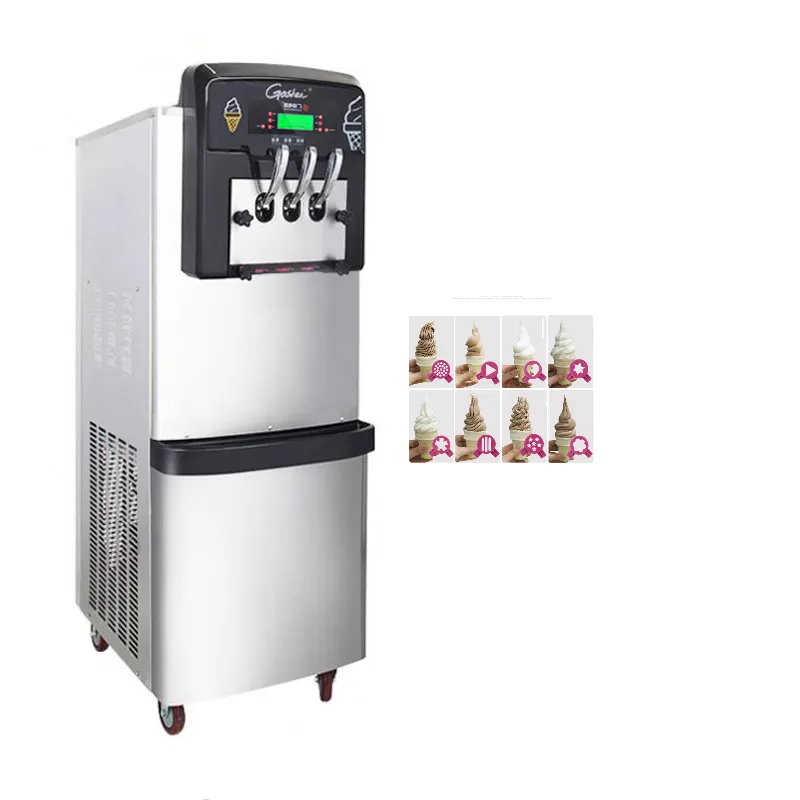 Il distributore automatico di macchine per gelato soft da tavolo commerciale è freddo, veloce e a risparmio energetico, creatori di coni dolci verticali 8 forme