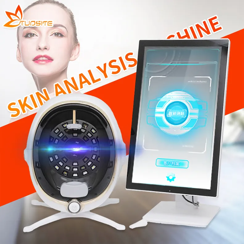 Diagnostic de la peau AI analyser la clinique de beauté du visage analyseur de peau machine faciale 2024 technologie de reconnaissance faciale Ai pixels HD avec rapport de test d'humidité