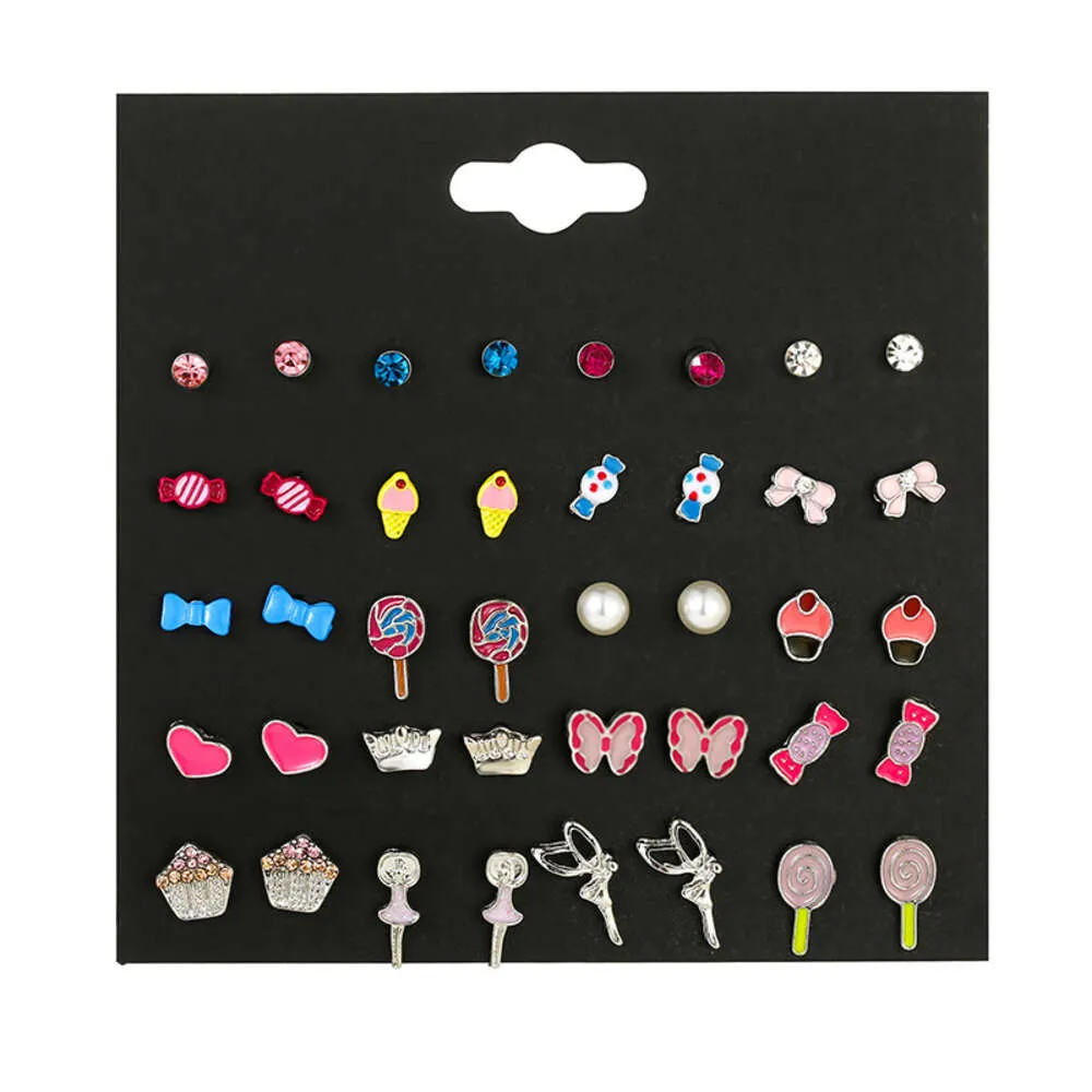 Set di orecchini colorati di caramelle per bambini carini in versione coreana Orecchini con gocce di angelo di perle e olio Piccoli accessori