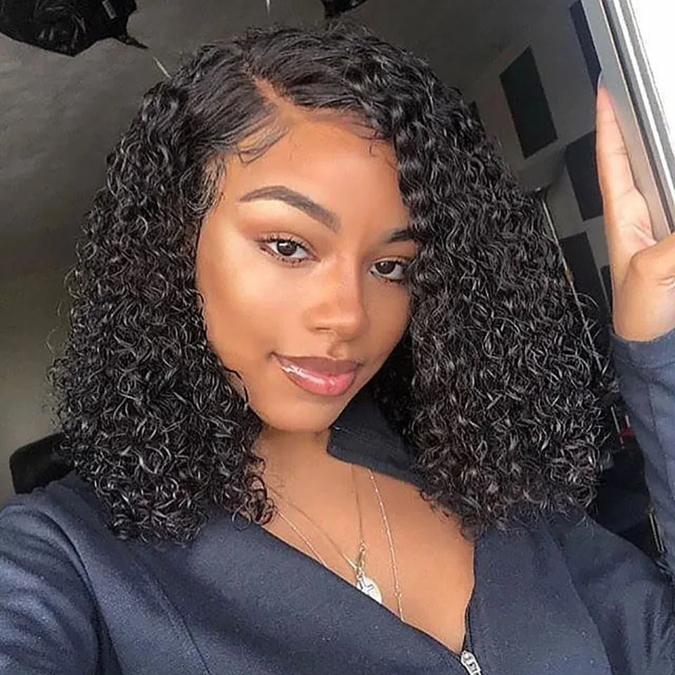 Kinky Curly Synthetic Hair Middle Part Fluffy Explosive Head Short Wig For Women 16 Inch Heat Resistant Fiber Wig Cover240115