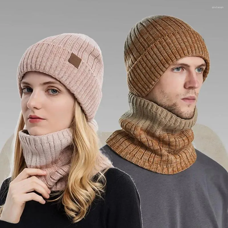 Gym ubrania unisex zimowe czapki czapki set Set Strate Faid dzianin termiczny czapka ciepła ciepła zagęszcza gęstość futra szalik dla kobiet mężczyzn