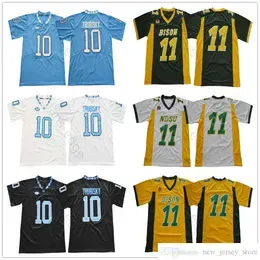 NCAA North Carolina College Football Wear 10 Mitch Trubisky Jersey Blue White Black Dakota State Bison 11 Carson Wentz Green Yellow Jerseys