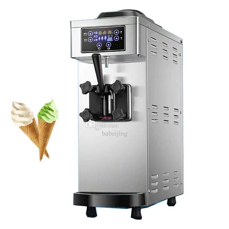 Máquina comercial de sorvete de servir macio, aço inoxidável, máquina de produção de cone doce de um sabor