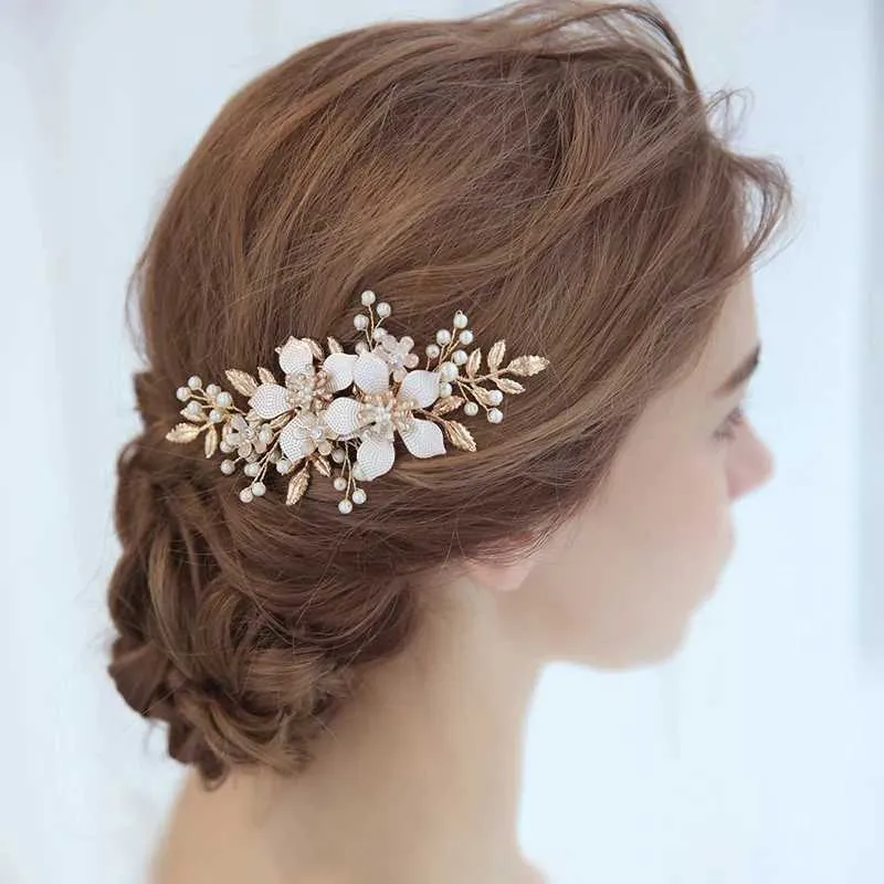 Bandeaux à la mode accessoires de cheveux de mariage peigne à cheveux perle coiffure mariée fleur peigne à cheveux femme diadème bal ornements de cheveux faits à la main