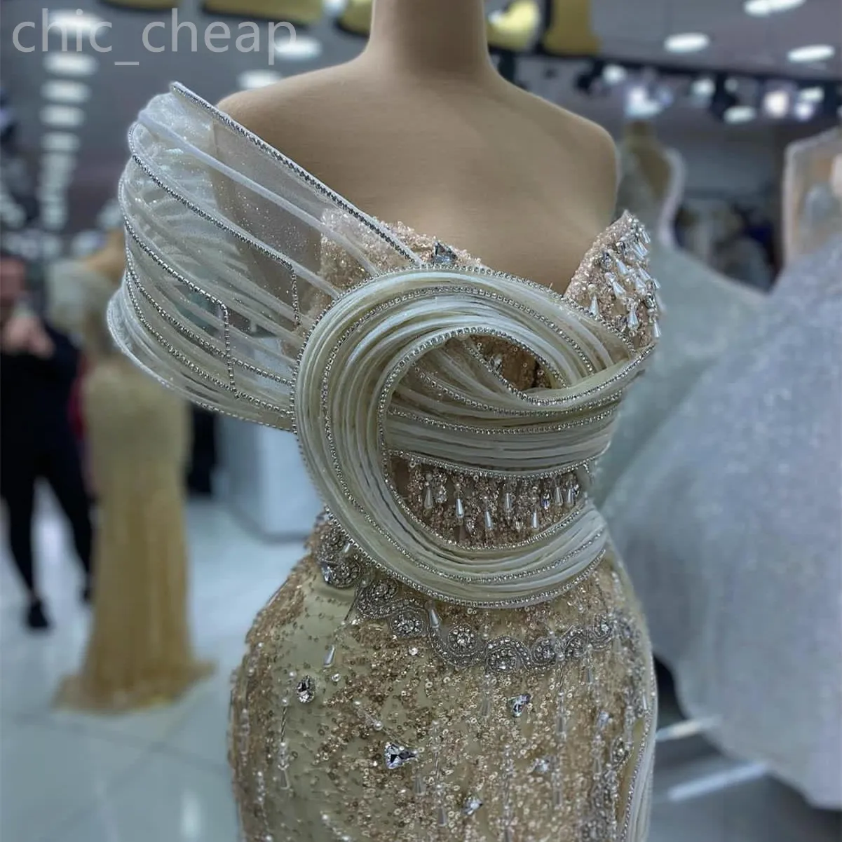 gray and gold prom dress Silver Sequined One Shoulder Corset Slit Long Train Prom Dress