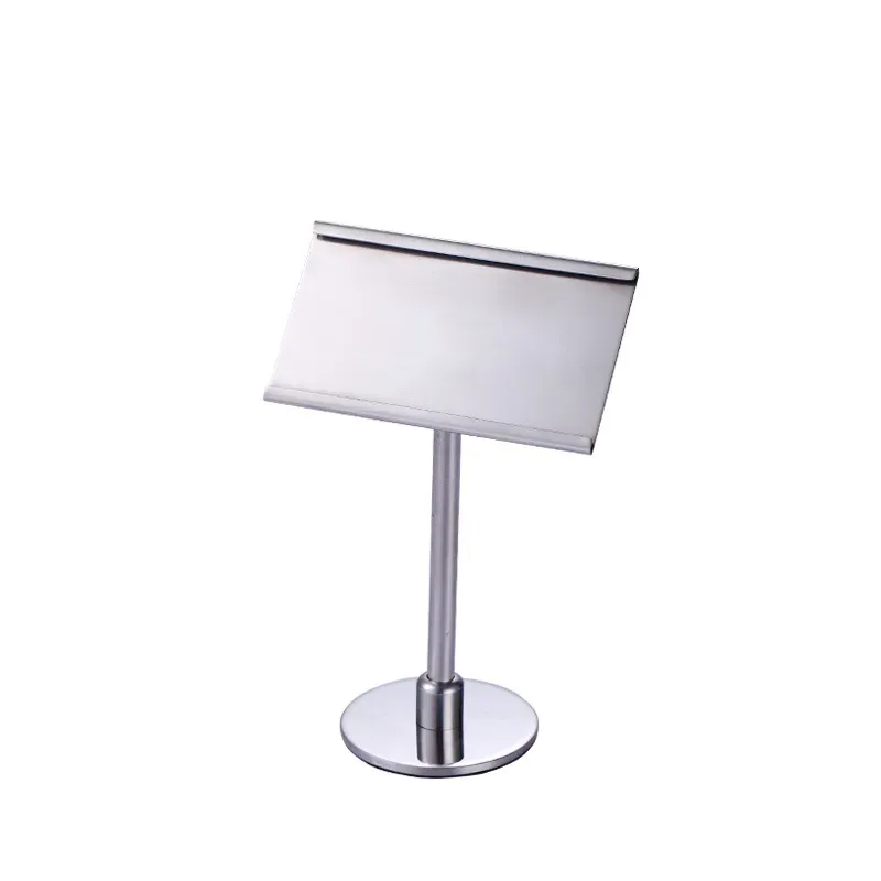 Stainless Steel Sign Holder Stand Ticket Metal Frame Tabletop Place Card Food Menu Jewelry Clothes Price Tag Label Display Rack LX4924