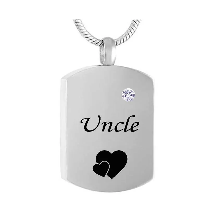 Collier carré en acier inoxydable, bijoux à la mode, pendentif avec nom personnalisé, pierre de naissance pour oncle, collier d'urne de crémation, bijoux 242i