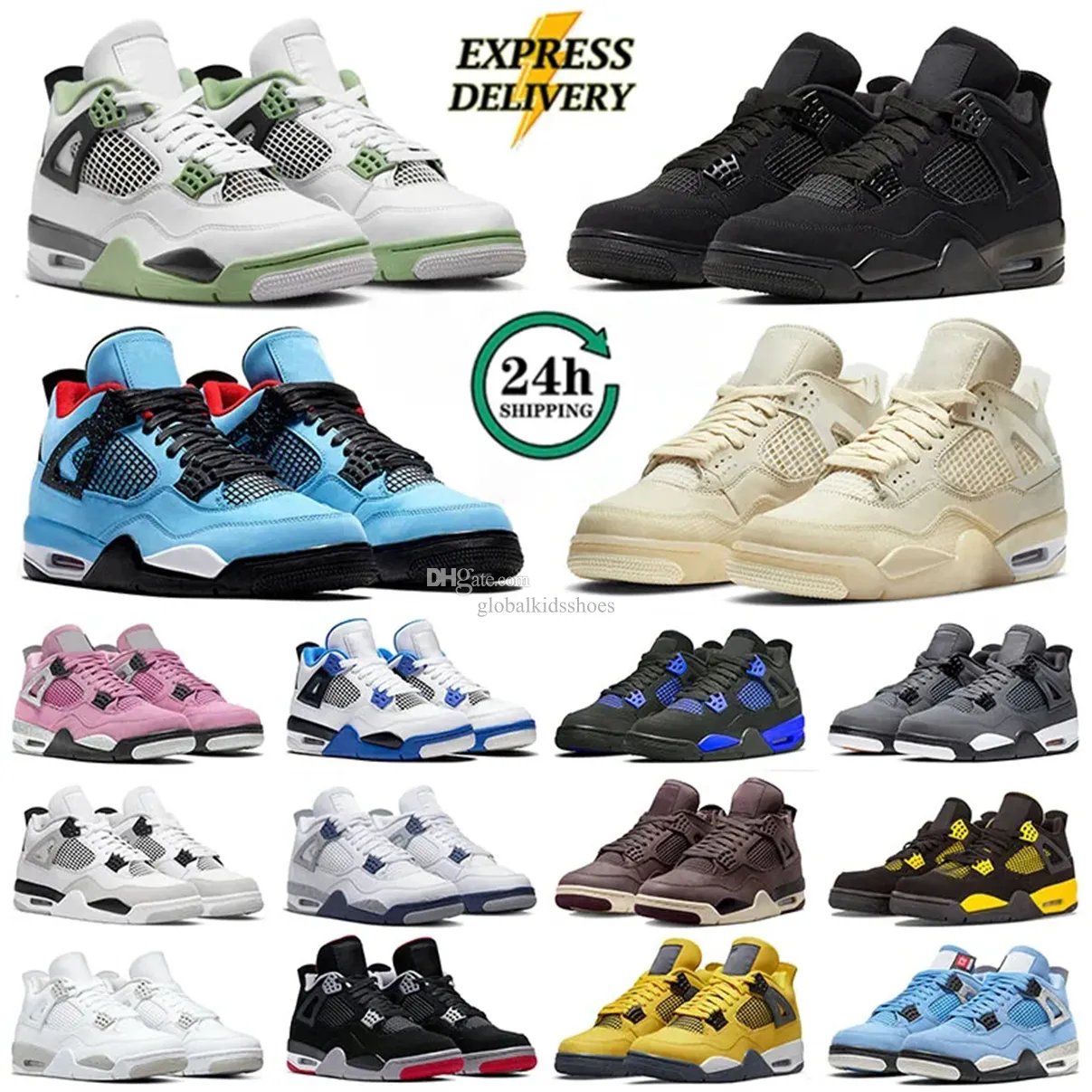 Jumpman 4s 4 Chaussures de basket-ball Femmes Hommes 4s Baskets Chaussures de créateur Black Cat Sail Red Thunder Pink University Blue Fire Red Metallic Baskets de sport en plein air