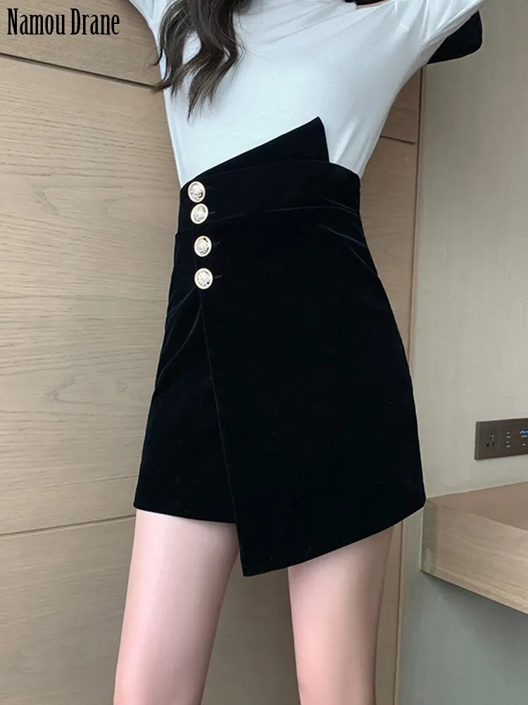 Half Skirt Autumn and Winter Clothes Fashion High Waist Velvet Wrapped Buttock Short Skirt Female 240115