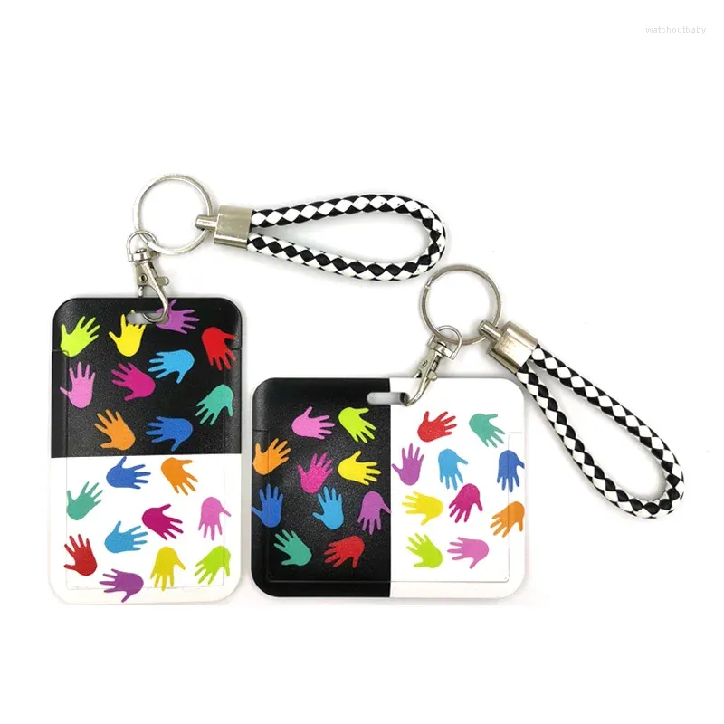 Keychains Autism Mönster Hand -ID Holder Bag Student Women Travel Bab Bus Business Cover Badge Accessories Gifts