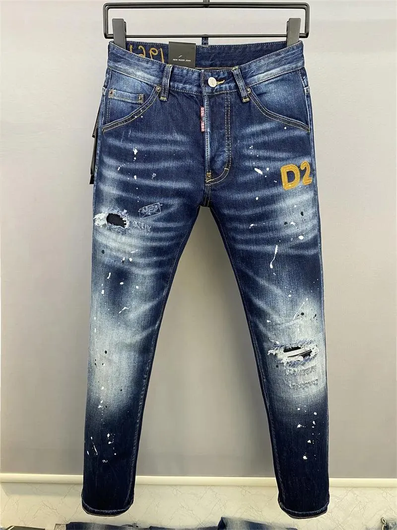 Jeans Diseñador Clásico Jeans para hombres Knight Boy Jeans Estilo Slim Stretch proceso de lavado a la piedra jeans rasgados Tamaño asiático 2838