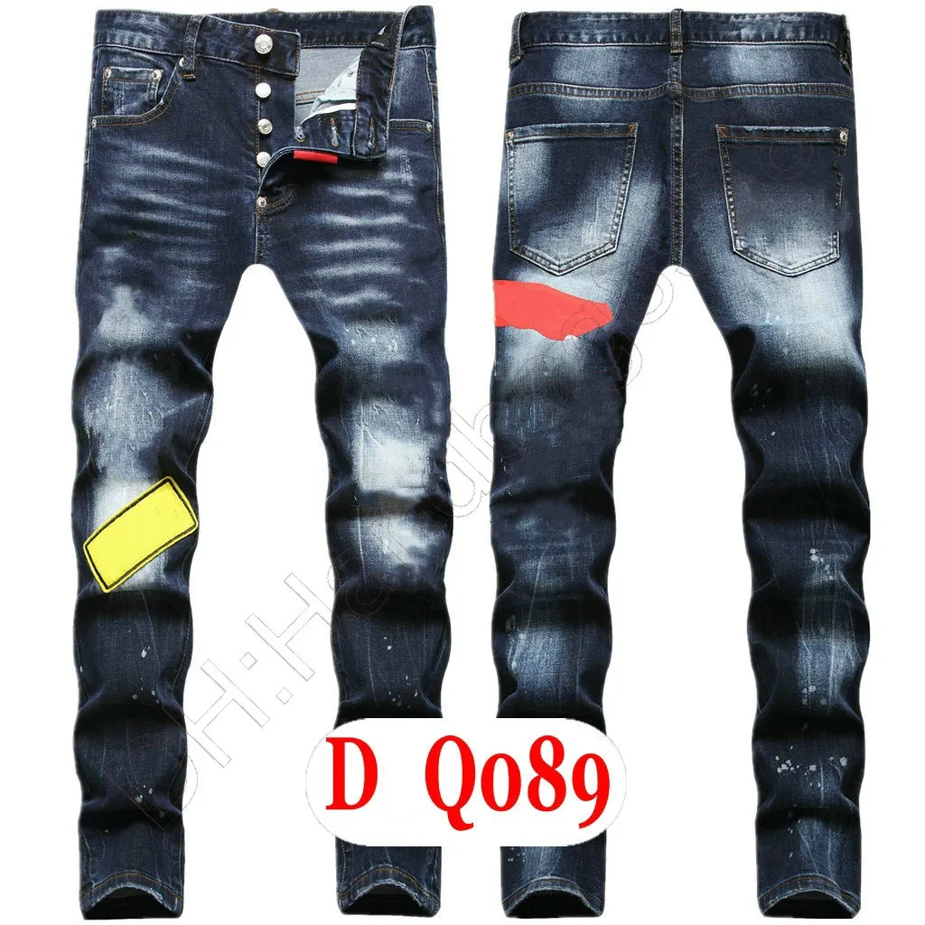 Jeans da uomo Designer italiano di lusso Jeans denim da uomo Pantaloni ricamati DQ2089 Moda Wear-Holes splash-ink stamp Pantaloni Abbigliamento da motociclista US28-42 / EU44-58