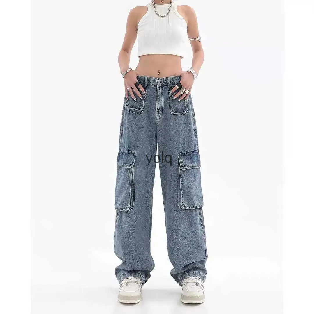Women's Jeans American retro design lti poet women jeans men and women summer high street straight cargo pants trendy in streetwearyolq