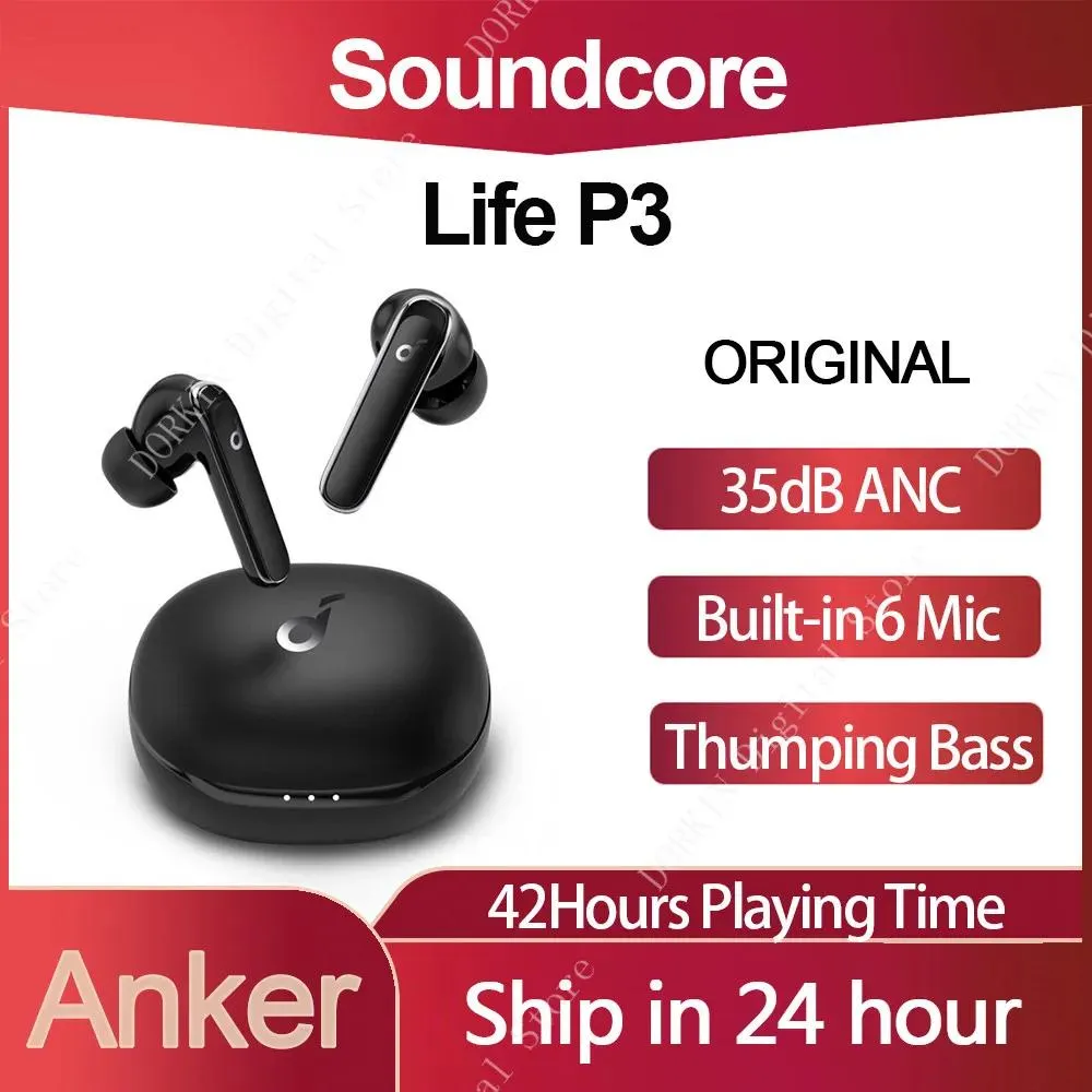 Fones de ouvido originais soundcore life p3 tws anc, fones de ouvido multimodo com cancelamento de ruído, fones de ouvido graves com 6 microfones