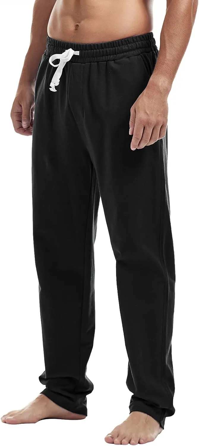 Amy Coulee Mens Cotton Athletic Pants Open Bottom Running Sweatpants Straight Leg Casual Joggers med fickor