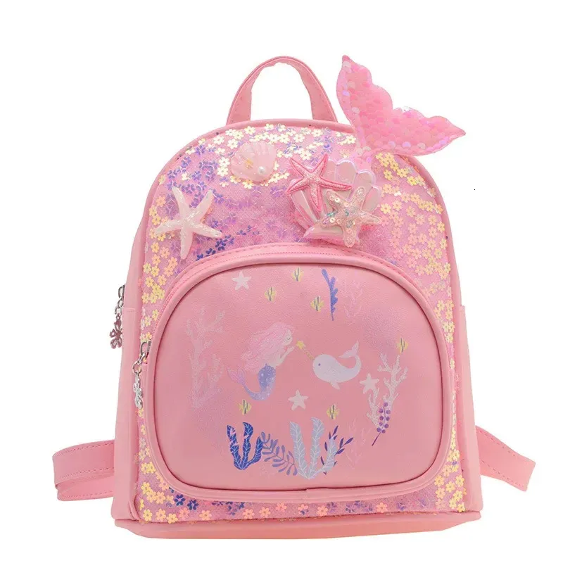 Zaino per bambini in cartone animato con sirena con paillettes lucide, moda per bambini dell'asilo, bambine, piccola principessa, carino 240115