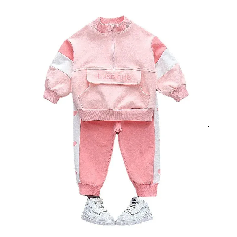 Spring Autumn Baby Girl Clothes Children Casual Jacket Pants 2PcsSets Toddler Sports Costume Infant Outfits Kids Tracksuits 240113