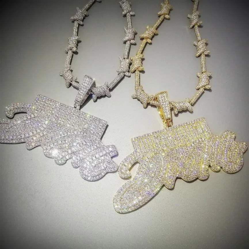 Bling Iced Out Letras DREAM RICH Pingente Colar 2 Cores Luxo AAA Zircon Rapper Hip Hop Jóias 201014199l