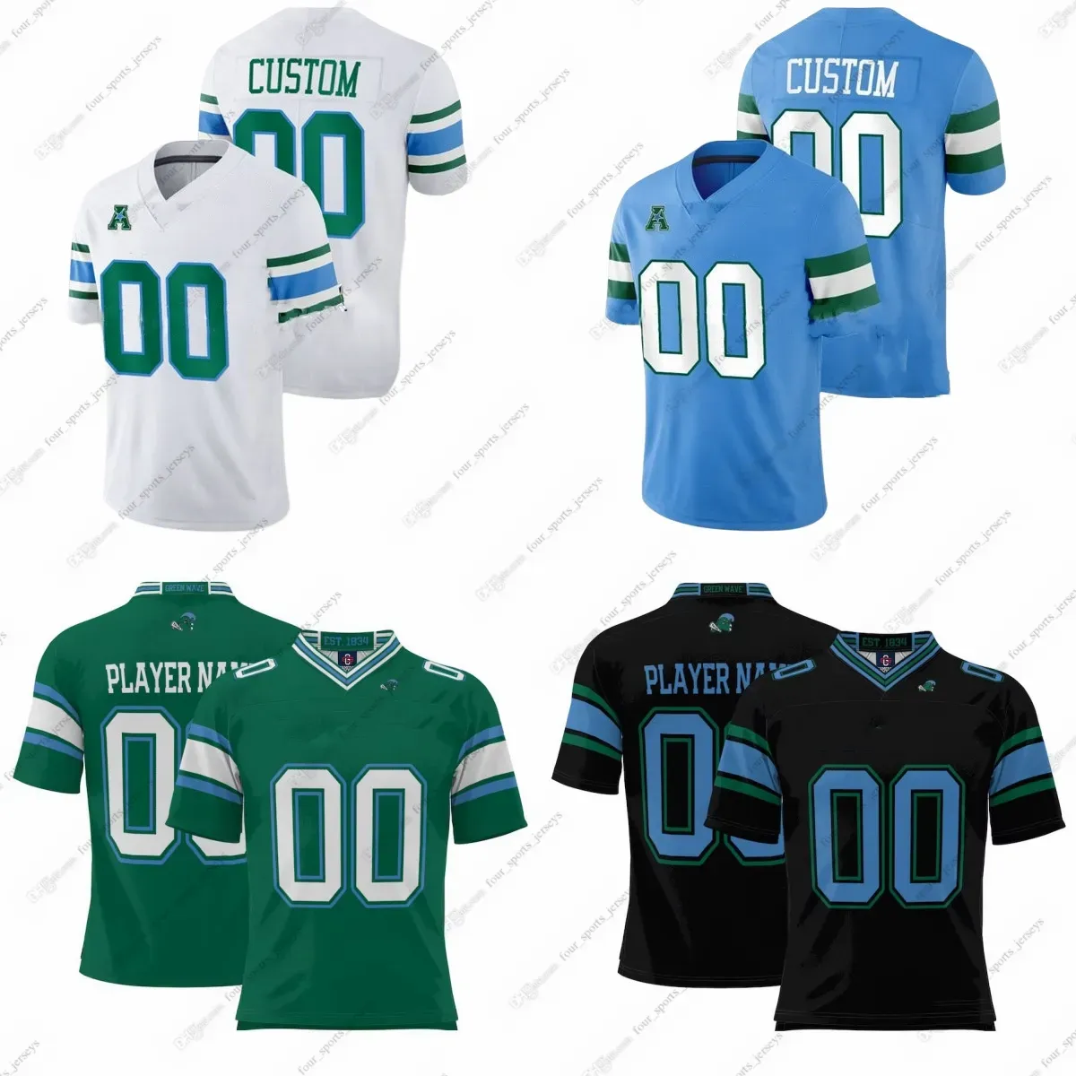 Custom NCAA Tulane Green Wave College Football Jerseys Matt Forte Michael Pratt Shaun King Cairo Santos Tanzel Smart Patrick Johnson Willie