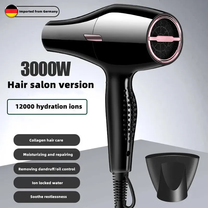 Sèche-cheveux 3000W, haute puissance, forte vitesse du vent, Ion à lumière bleue, silencieux, pour coiffeur à domicile, produit spécial 240115