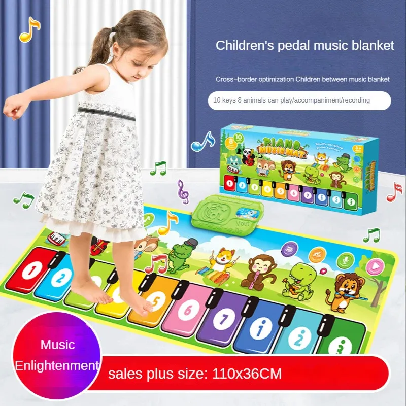 110x36cm Musikalisk pianomat Toddlers golvfiol tangentbordsdansmatta med 8 instrumentljud Baby Mat Study Education Toys 240113