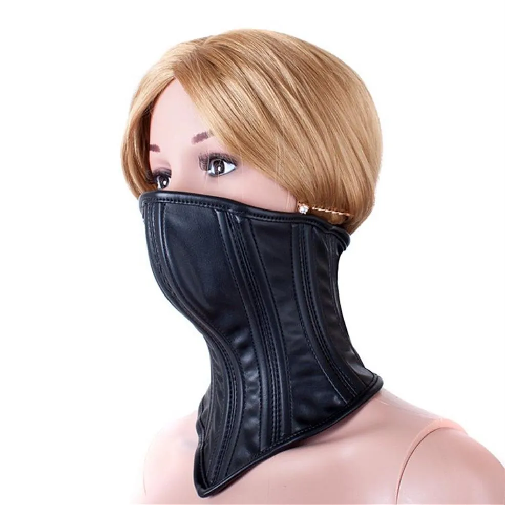 Deluxe kunstleer masker kraag bondage slaaf fetish volwassen spelletjes speelgoed BT0293233I