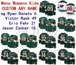  Wild Jersey Ryan Donato Jersey Victor Rask Eric Fehr Parise Green White Men Hockey Jerseys Custom Stitched