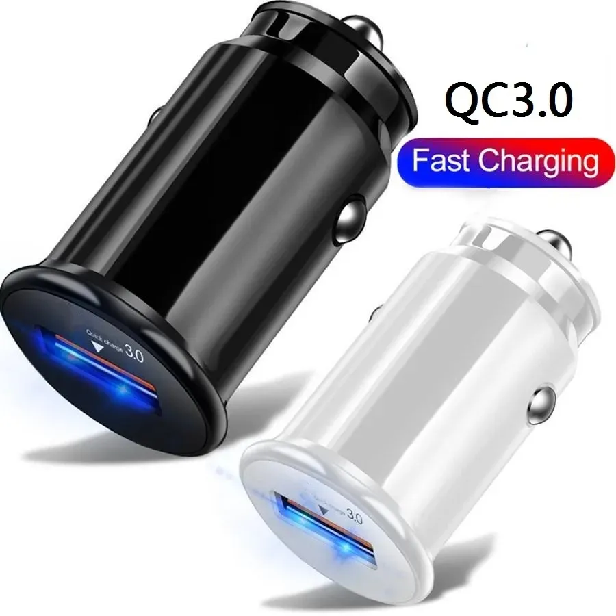 Mini 18W Usb QC3.0 Car Charger Fast Quick Charging Car Charger Auto Power Adapter For iphone 15 Samsung S24 Tablet PC Mp3