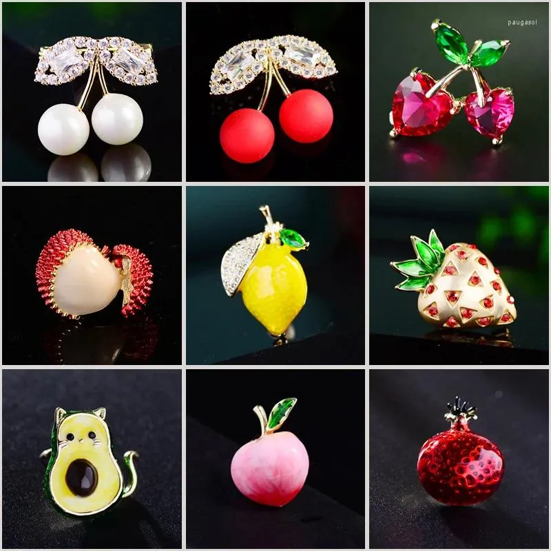 Spille Creative Piccolo Limone Mango Avocado Mangostano Litchi Spille da bavero Frutta adorabile Zircone Smalto Spilla Accessori Regali per gli amici