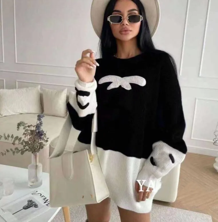 24ss bahar yeni kadın sweaters markası gündelik moda kadın kontrast renk tasarımcısı sweater s-xl