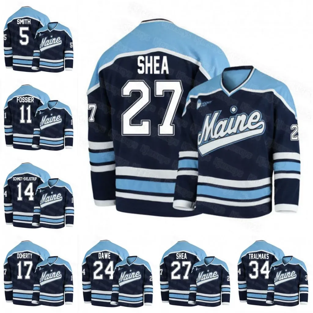 34 Eduards Tralmaks Maillot de hockey du Maine Black Bears College Adam Dawe Jacob Schmidt Svejstrup Mitchell Fossier Patrick Shea Ryan Smith Tim