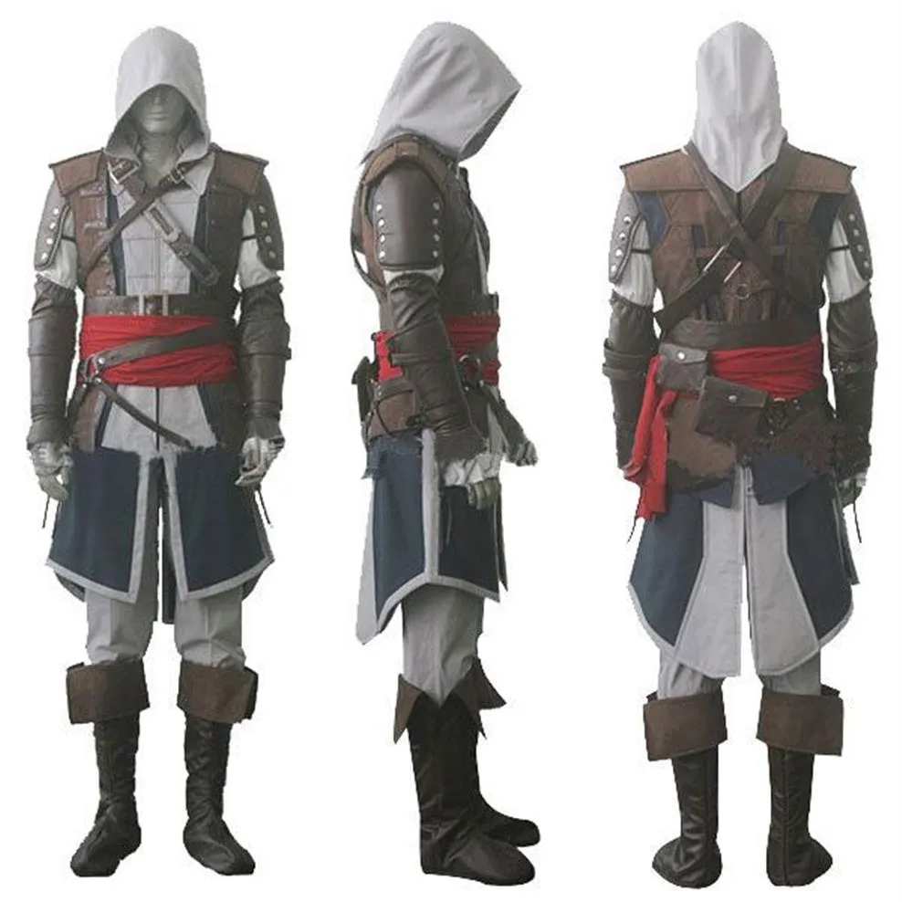 Assassin's Creed IV 4 Black Flag Edward Kenway Costume Cosplay Set completo Custom Made Express 272B