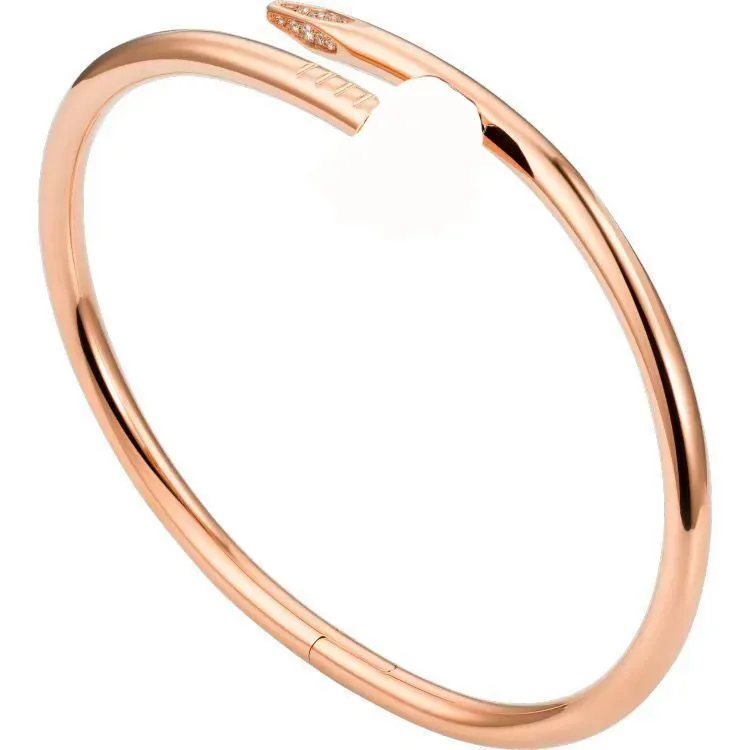 Bracciale in oro di lusso con amore Bracciale di moda classico per donna Bracciale in argento placcato oro 18 carati maschile con gioielli in rosa Bracciale a forma di chiodo con diamante per regalo di coppia