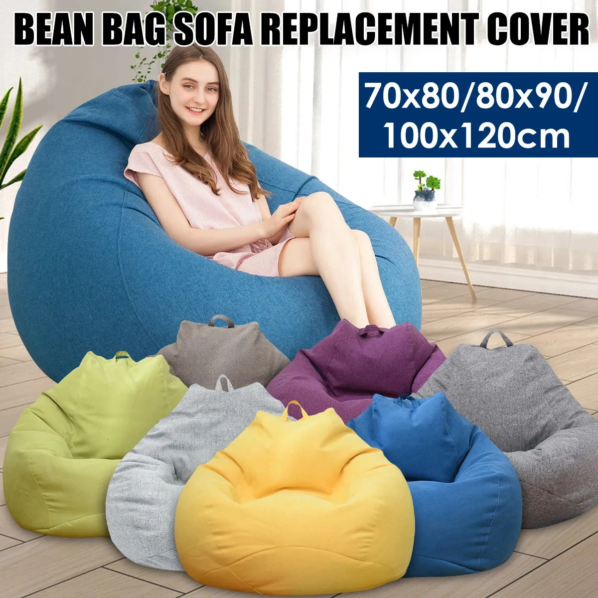 Lat soffa lock utan fyllmedel linnetyg fast solstol böna påse soffa täcker pouf puff soffa tatami vardagsrum beanbags 240115