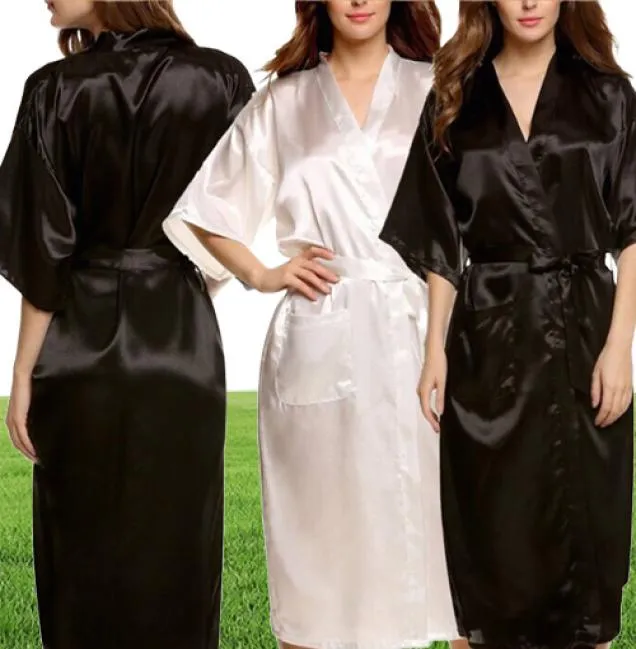 Wholemens Womens Plus Size Long Satin Bath Robe Sexig Kimono Silk Bathrobe Men Peignoir Homme Dressing Gown for Men Summer Rob9213190